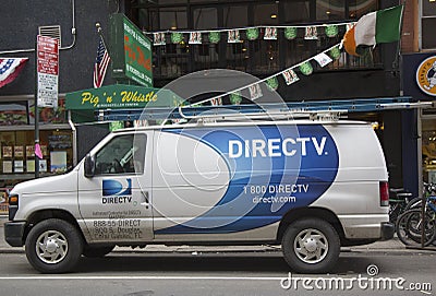 DirecTV van in Manhattan Editorial Stock Photo