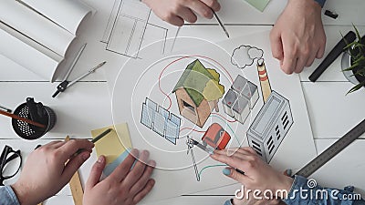 Dirigir al equipo que trabaja en un concepto de la energía renovable metrajes Dirigir al equipo que trabaja en un concepto de la energía renovable metrajes