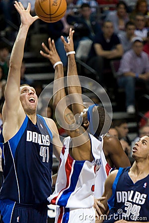 Dirk Nowitzki Shoots The Ball Editorial Stock Photo