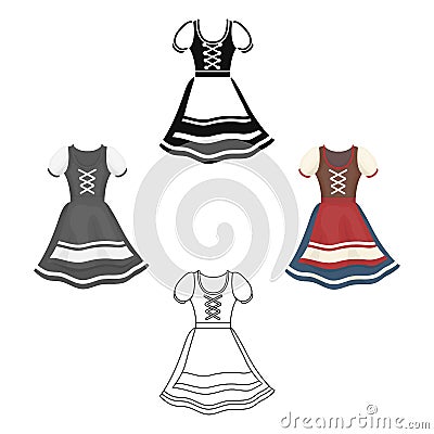 Dirndl icon in cartoon,black style isolated on white background. Oktoberfest symbol stock vector illustration. Vector Illustration