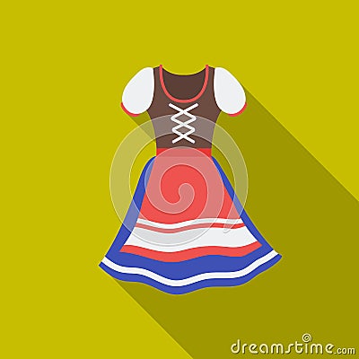 Dirndl icon in flat style isolated on white background. Oktoberfest symbol stock vector illustration. Vector Illustration