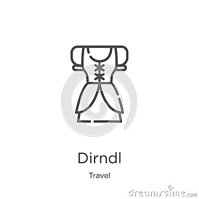 dirndl icon vector from travel collection. Thin line dirndl outline icon vector illustration. Outline, thin line dirndl icon for Vector Illustration