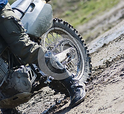 Dirt bike rear wheel Stock Photo