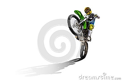 Dirt bike and rider isolated on white Stock Photo