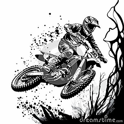 Dirt Bike Super Jump. Generative AI Stock Photo