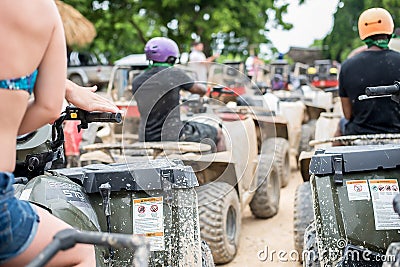 Dirt bikes and rides in mud in Dominican Republic Editorial Stock Photo