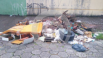 Dirt, garbage in the sidewalk, Stock Photo