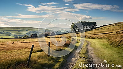 Charming British Landscapes: A Road Through The Idyllic Rural Scenes Stock Photo