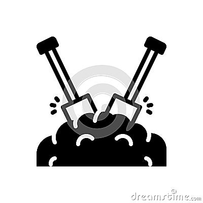 Black solid icon for Dirt, shovel and agriculture Vector Illustration