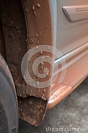 Dirt and mud on mudguard Stock Photo