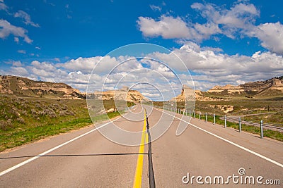 Old Oregon Trail Road near Scotts Bluff National Monument Stock Photo