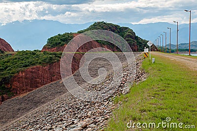 Surroundings of hydroelectric zone in a tropical climate landscape in Colombia. Stock Photo