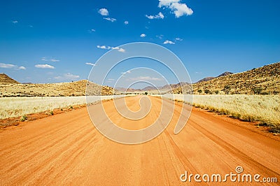 Dirt road in the Namib Desert Stock Photo