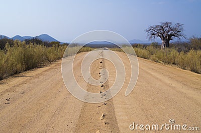 Dirt road in Namibia Stock Photo