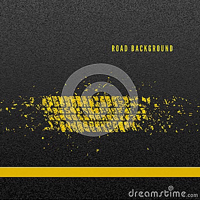 Dirt track from the car wheel protector on road. Tire track silhouette. Vector illustration Vector Illustration