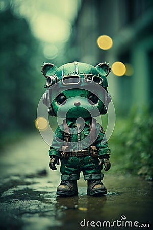 A dirty abandoned toy plush doll, apocalyptic style theme. Stock Photo