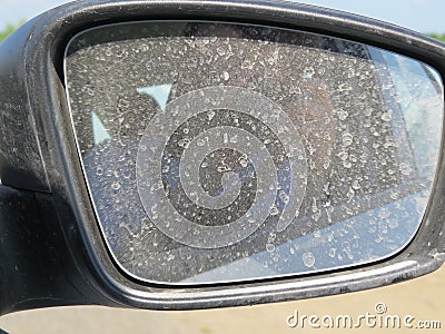 Dirty automobile mirror Stock Photo