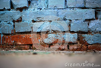 Dirty blue and brown wall Stock Photo