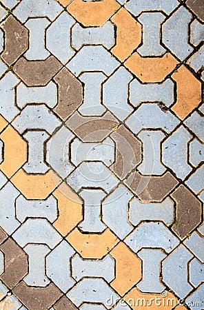 Dirty brick pattern walkway. Stock Photo