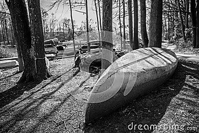 Dirty Canoe Stock Photo