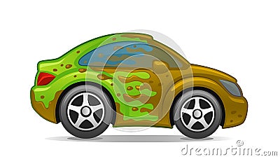 Dirty car Vector Illustration