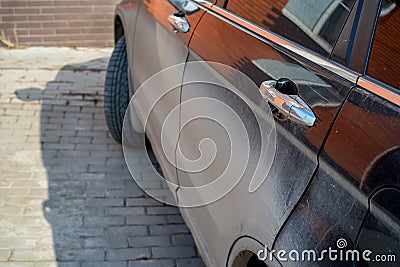 Dirty car side Stock Photo