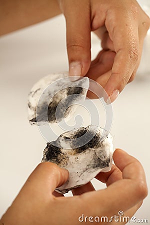 Dirty cotton pads Stock Photo