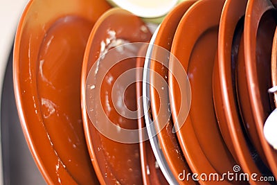 Dirty dishes in the dishwasher Stock Photo