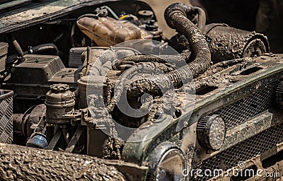 Dirty engine Stock Photo