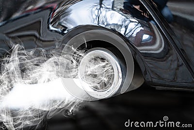 Dirty Engine Motor Exhaust Stock Photo