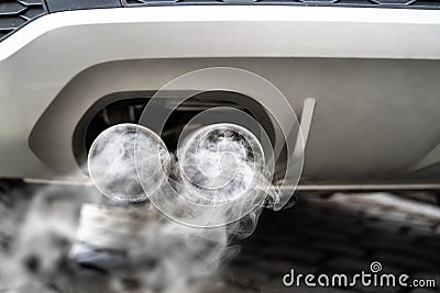 Dirty Engine Motor Exhaust Stock Photo