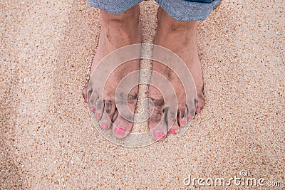 dirty female feet Stock Photo