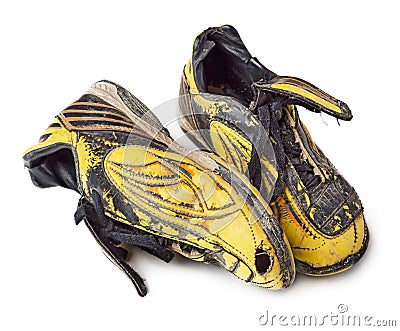 Dirty football shoes Stock Photo