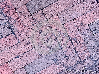 Dirty footprint from car on paving slabs closeup background Stock Photo