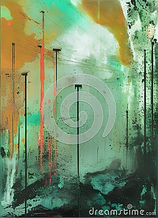 Dirty grunge green printmaking painted paper background Stock Photo