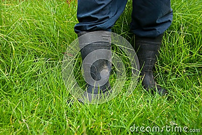 Dirty gumboots Stock Photo