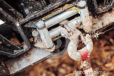Dirty hook winch bumper atv Stock Photo