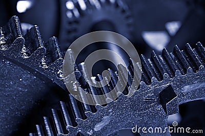 Dirty industrial gears background Stock Photo