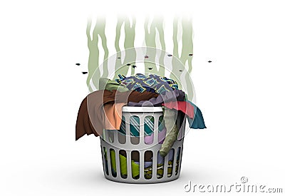 Dirty Laundry in the Basket, 3d illustration Stock Photo