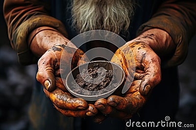 Close-up of dirty male hands. Stock Photo