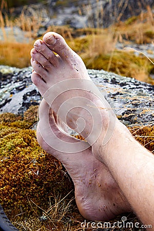 Dirty men legs Stock Photo