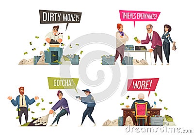 Dirty Money Cartoon Compositions Vector Illustration