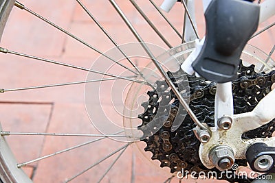 Dirty old bicycle sprocket Stock Photo