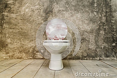 Dirty old toilet bowl Stock Photo