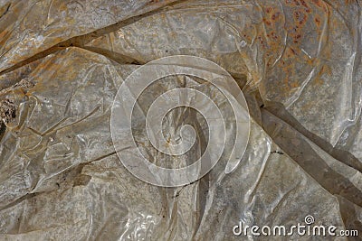 dirty plastic texture of a piece of crumpled cellophane Stock Photo