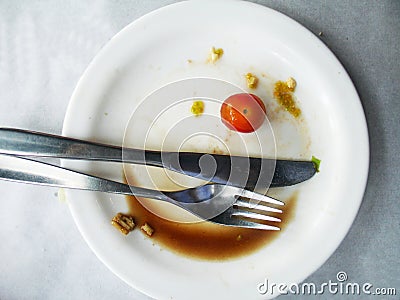 Dirty plate finished lunch meal Sao Paulo Brazil Stock Photo