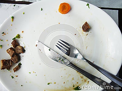 Dirty plate finished lunch meal Sao Paulo Brazil Stock Photo