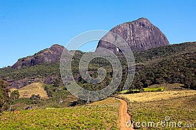 Dirty road to mountain basecamp Stock Photo