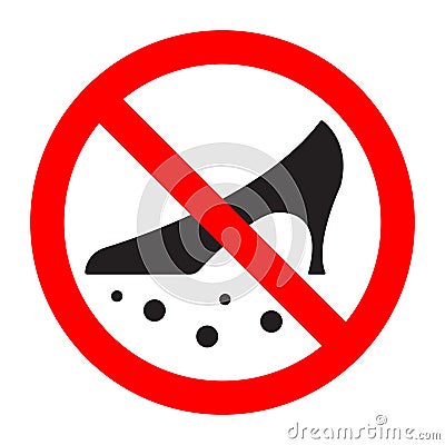 Dirty shoes are forbidden prohibition sign Vector Illustration