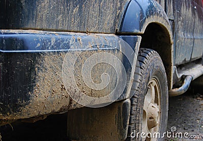 Dirty side of a black car after Stock Photo